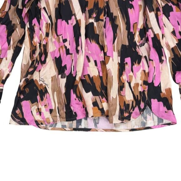 NWT JUST CAVALLI Women's Abito Long Sleeve Belted Shirt Dress Sz 8  + FLAWS - Picture 12 of 14